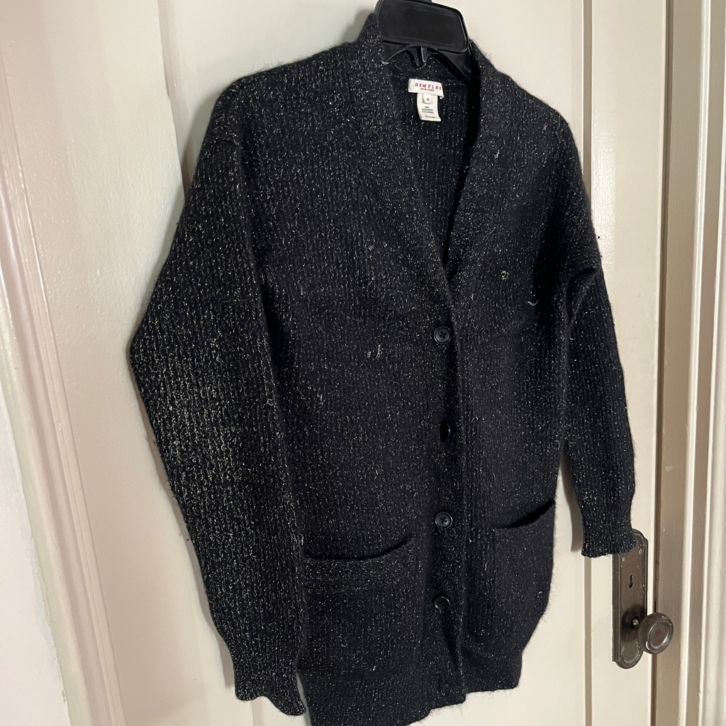 Cashmere Cardigan With Gold Thread